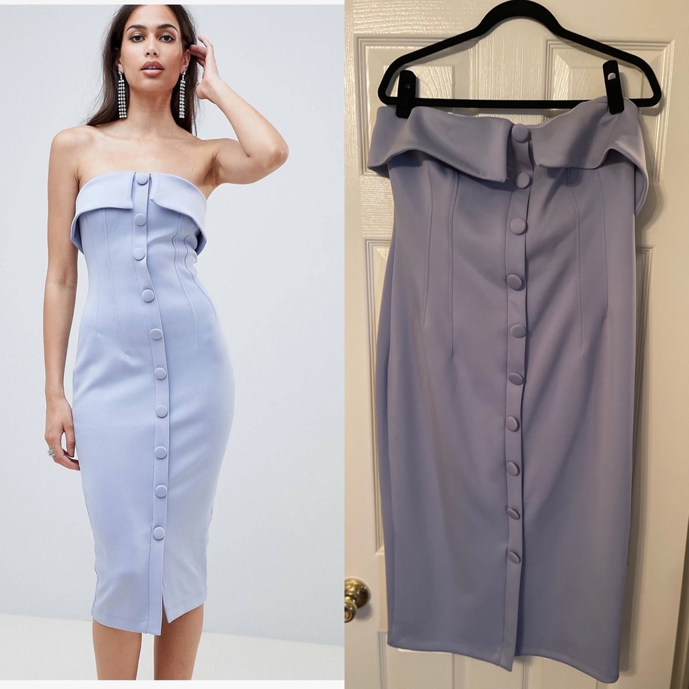 Button Through Pencil Midi Dress